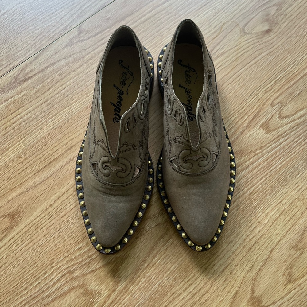 Brown Studded Leather Shoes